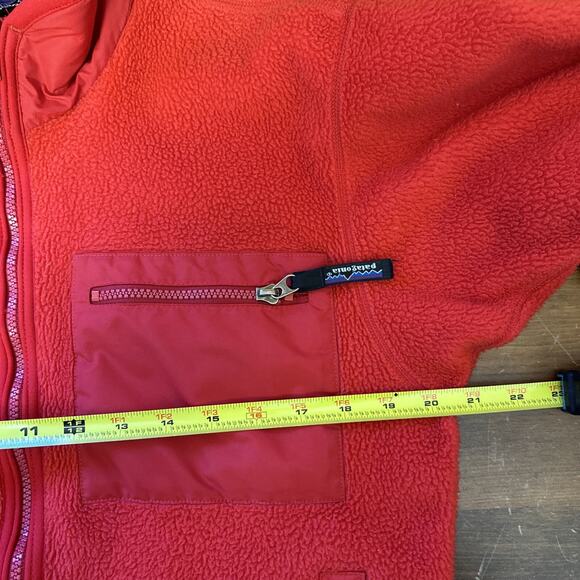Vintage Patagonia Small retro pile full zip fleece jacket Red made in USA - Picture 6 of 8